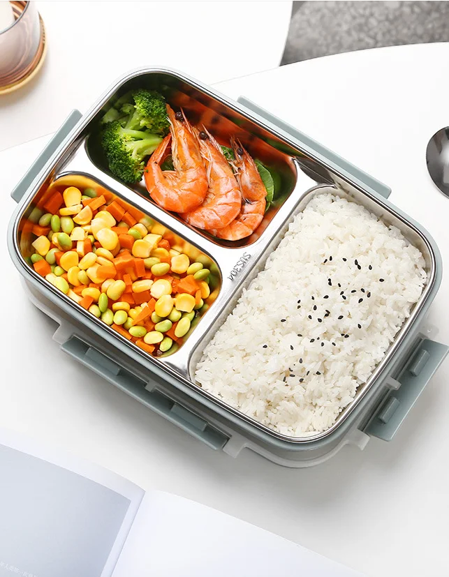 2020 1200毫升便携式 304 不锈钢 3 4 隔间便当午餐盒孩子蒂芬盒小吃