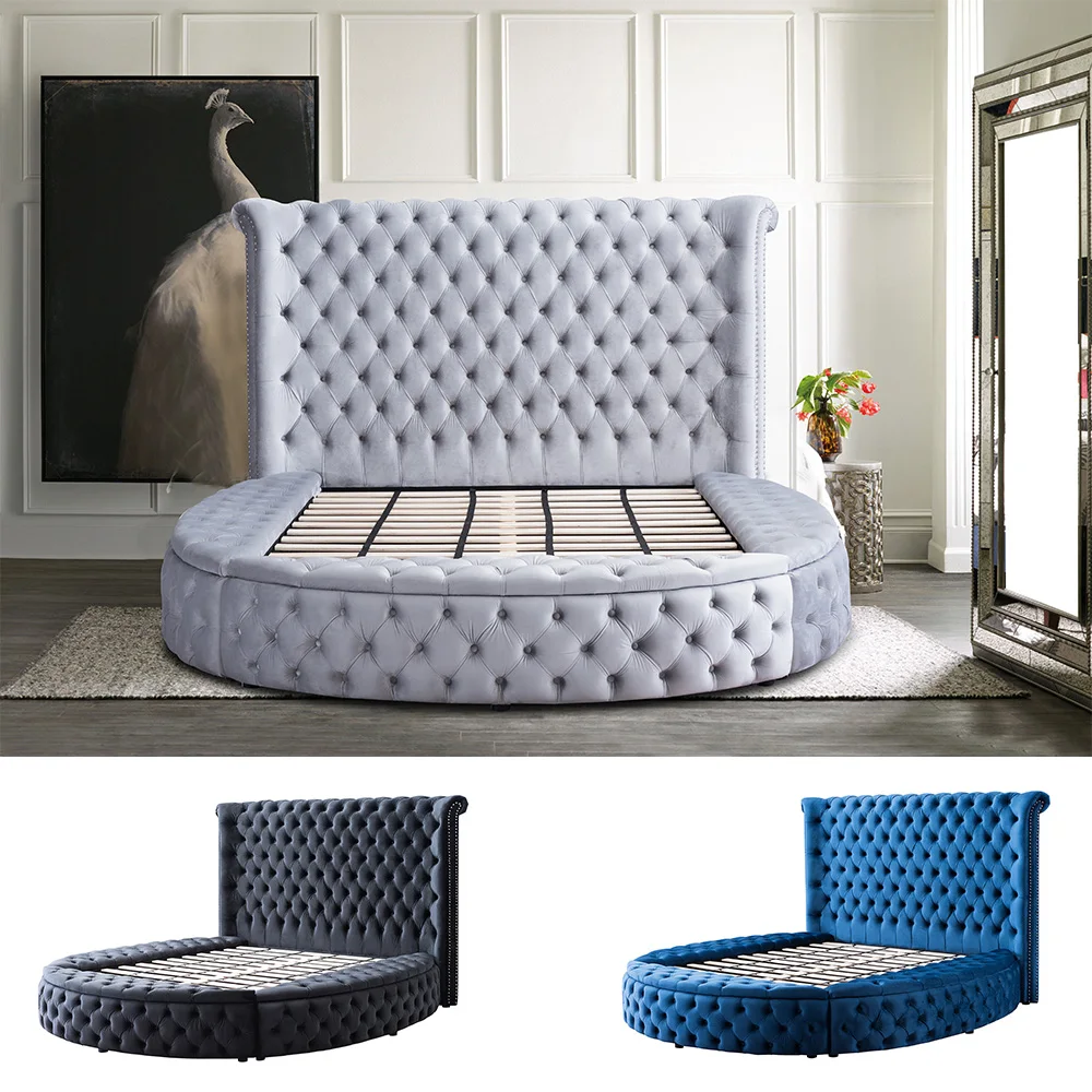 Dingzhi Furniture American Style Hot Design Double Wooden Bed Round Bed