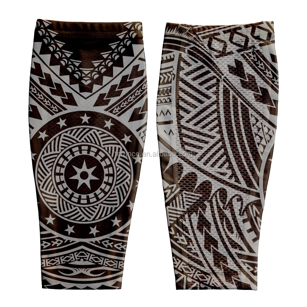 Pure Custom Polynesian Tattoo Printed Compression Leg Calf Sleeves ...