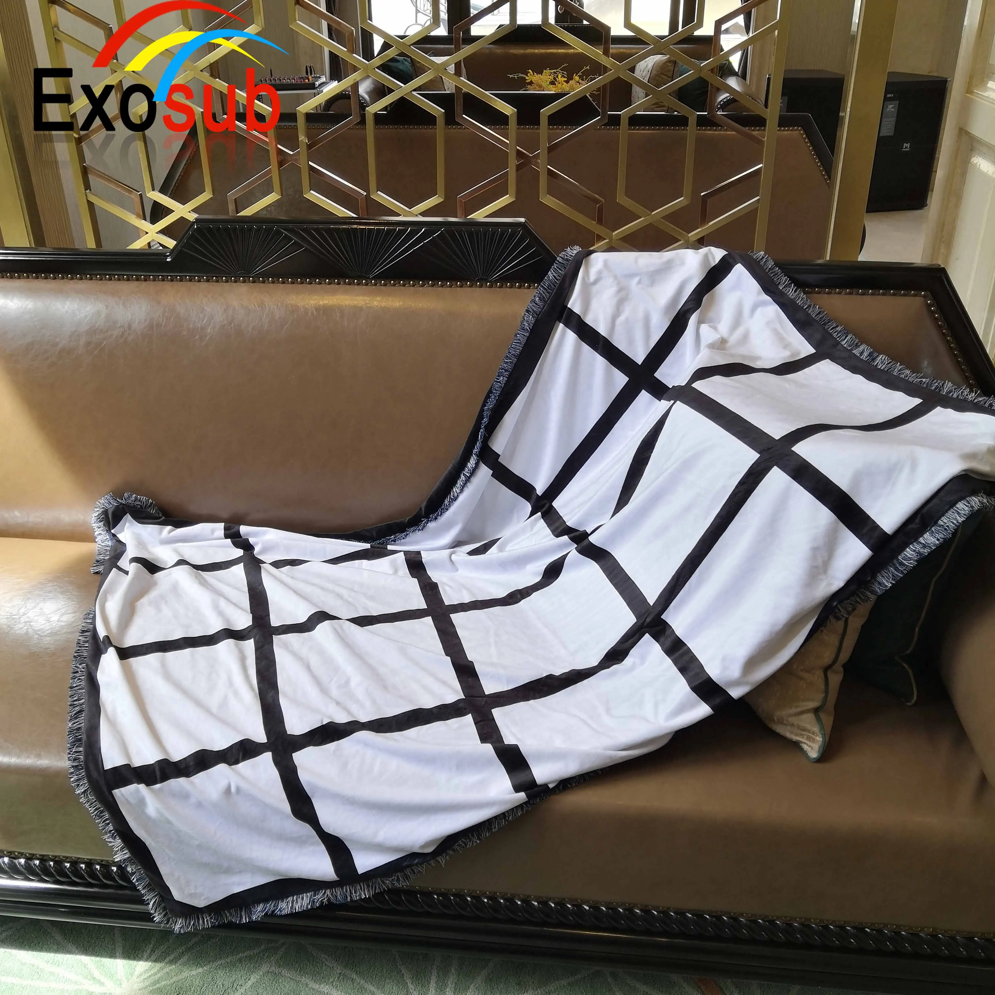 20 Panel Sublimation Throw Velvet Blanket With A Soft Black Velour