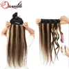 4P27 highlight brown and blonde Brazilian remy one piece clip in human hair extensions