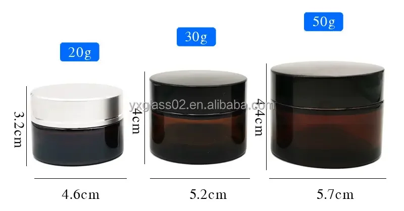 Supplier amber empty round face cream glass jar with screw lid package container 5g10g15g20g30g50g60g100g supplier