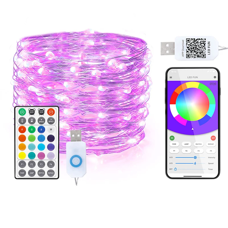 Led String Light Dreamcolor Waterproof USB Powered Bluetooth App Control LED Fairy String Lights for Christmas Decoration