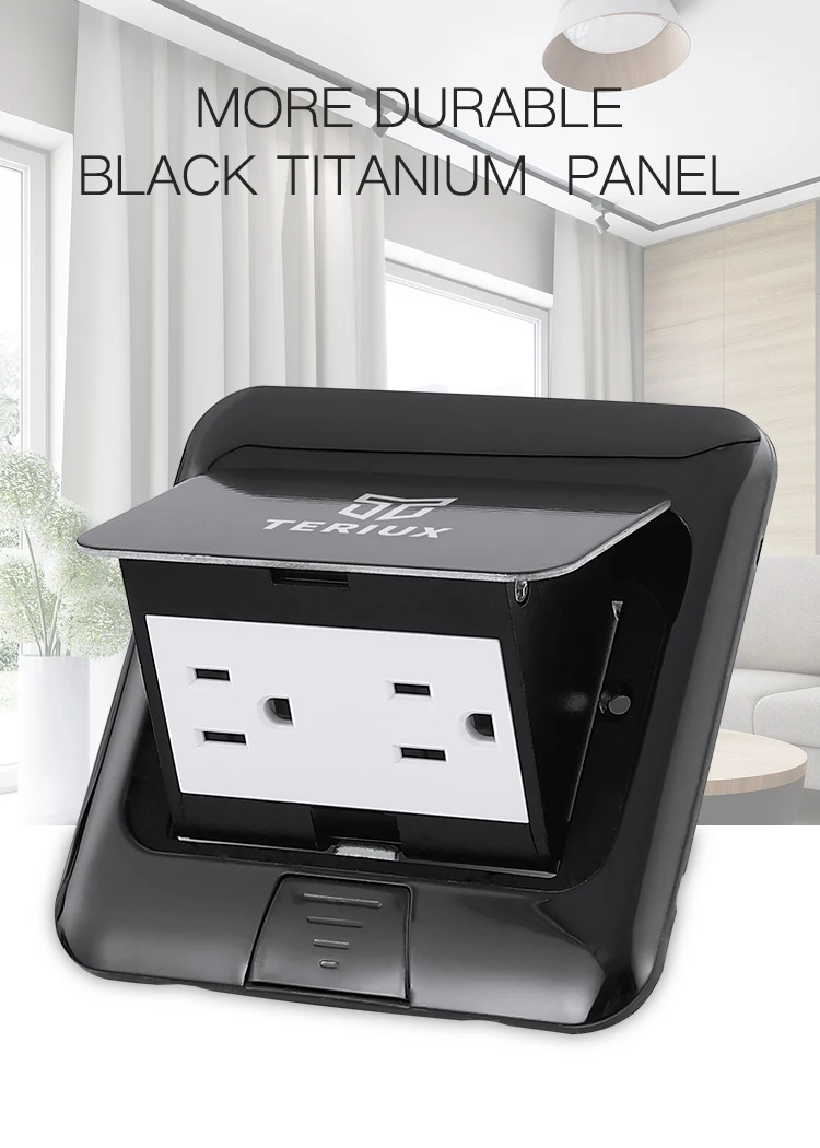 USA standard stainless steel black power 16A pop-up floor socket box