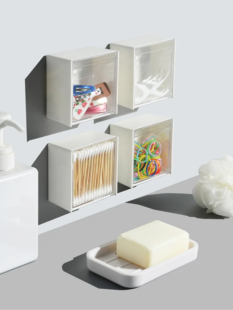 Creative Flip Top Plastic Box Bathroom Organizer With Wallmounted