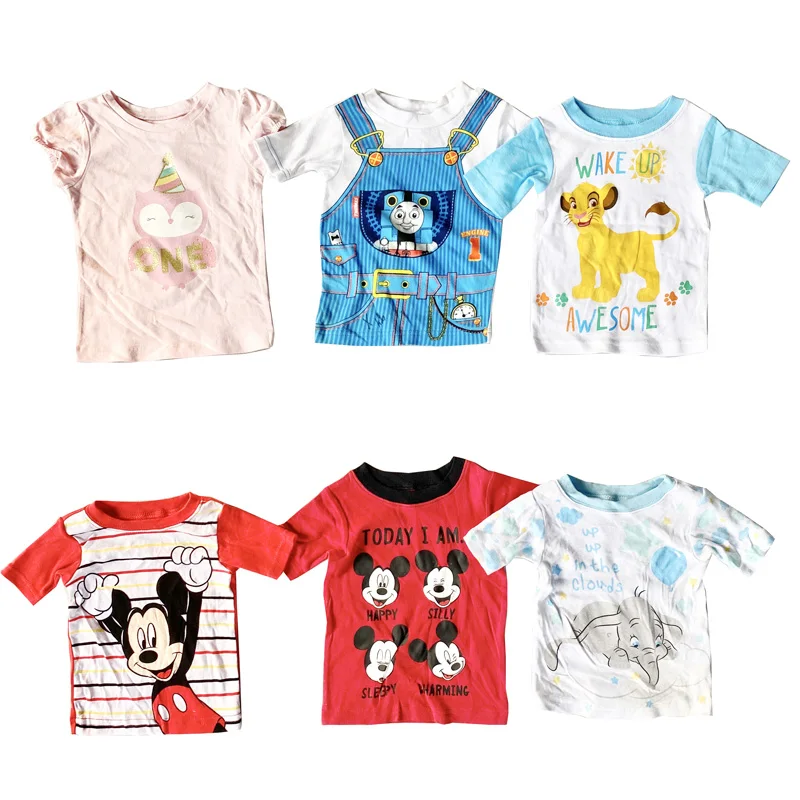 
Wholesale Mixed New Born Baby Boys Girls Short Sleeve O-Neck Cotton Cute Baby Clothes Stock Lots T-shirts 