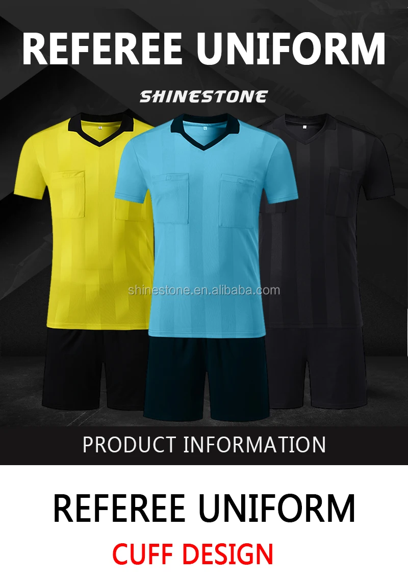 专业定制足球裁判球衣裁判衬衫套装多色可选 v领足球裁判制服