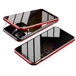 Clear Double Sided Tempered Glass Privacy Magnetic Cases Metal Bumper Cover For iphone 11 6 7 8 plus Shockproof phone Cases