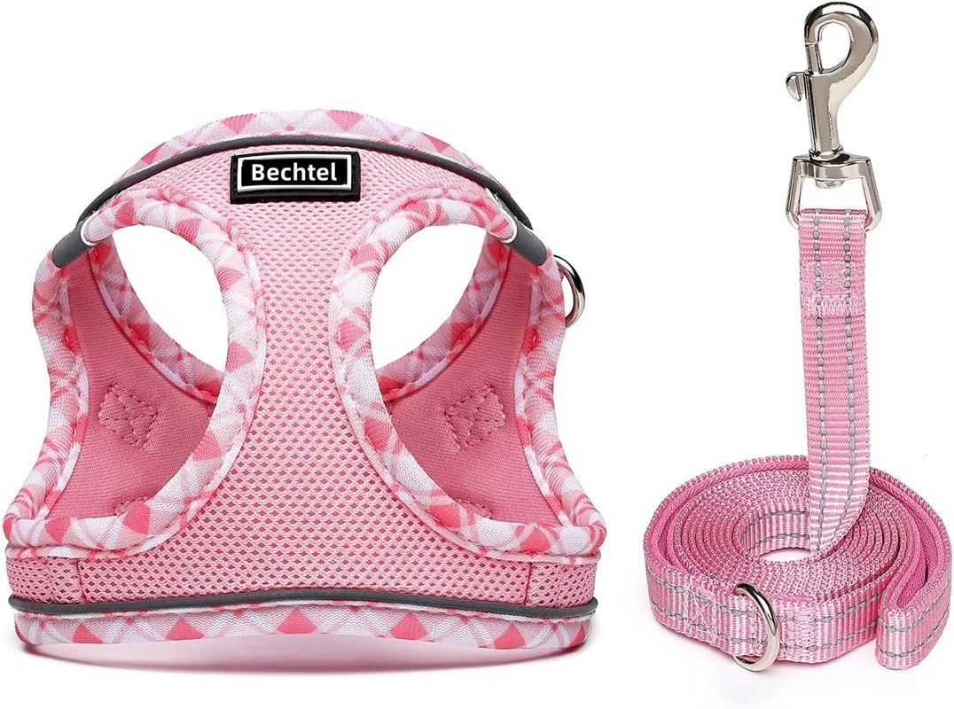 Luxury Anti-Escape Harness Vest Style Dog Cat Leash Reflective Feature Cute Animal Pattern Velvet Available Large XL Small Pets