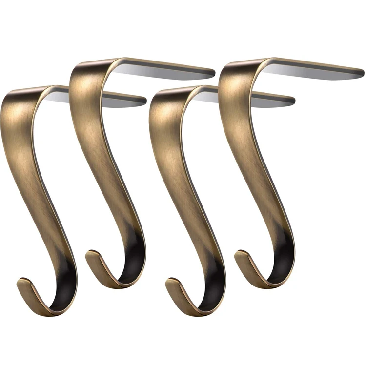 Christmas Stocking Holders Hooks Fireplace Mantel Hangers Metal Hanging Hanger Clips for Christmas Party Decoration Supplies