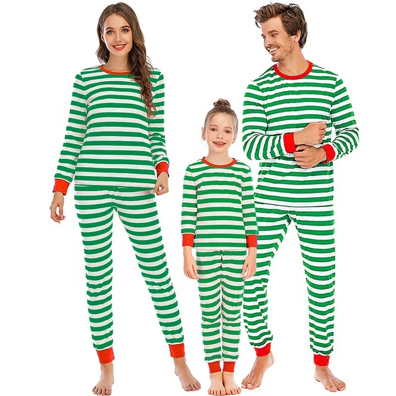 
2020 new arrival Autumn Long Sleeve christmas couple parent-child Striped family Christmas pajamas 