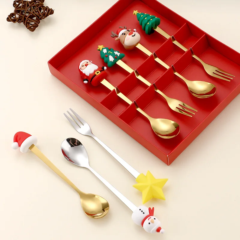 304 Stainless Steel Tableware Creative Spoon Fork Two Sets Of Fruit