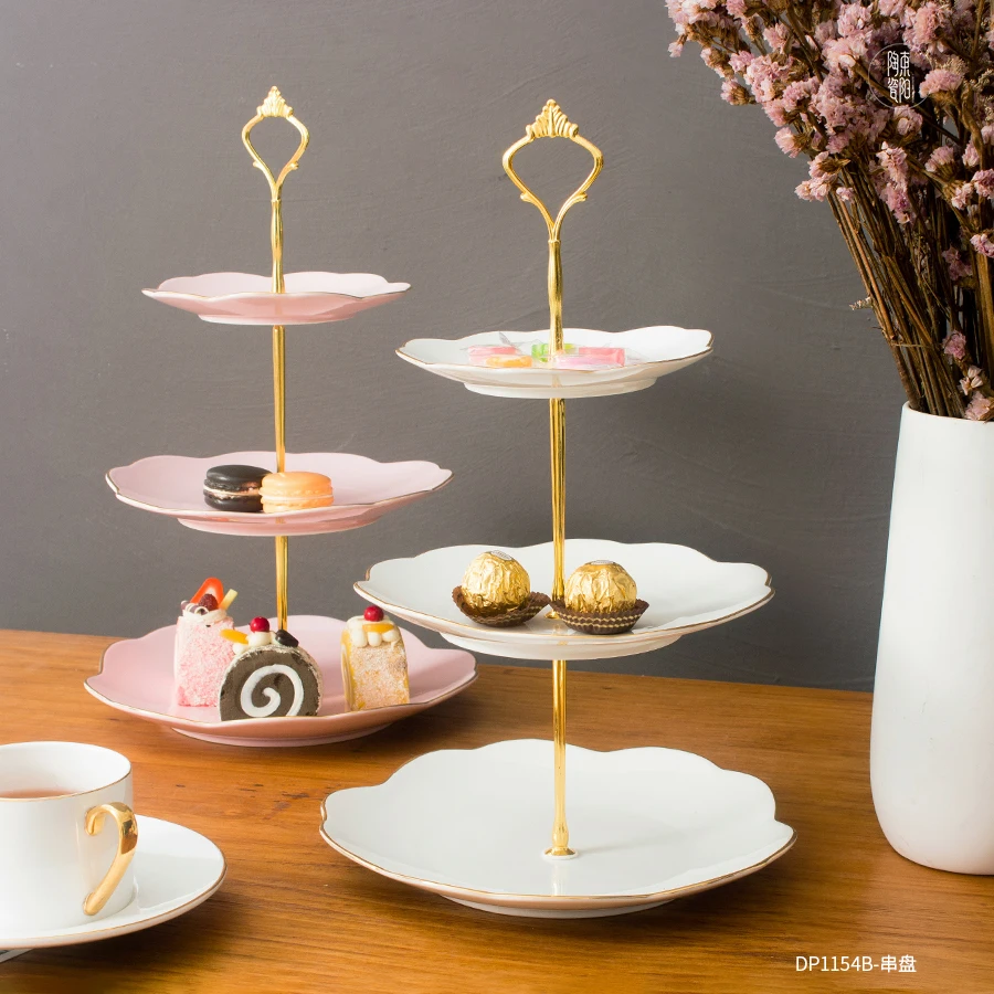 Custom 3 Tier Ceramic Wedding Dessert Fruit Snack Cupcake Cake Stand ...