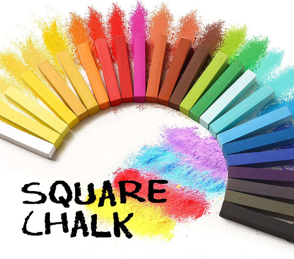 48Pcs Non Toxic Soft Pastel Set Box of 12/24/36/48 Assorted Colors Square Pastels Chalks Square Artist Pastel Set 