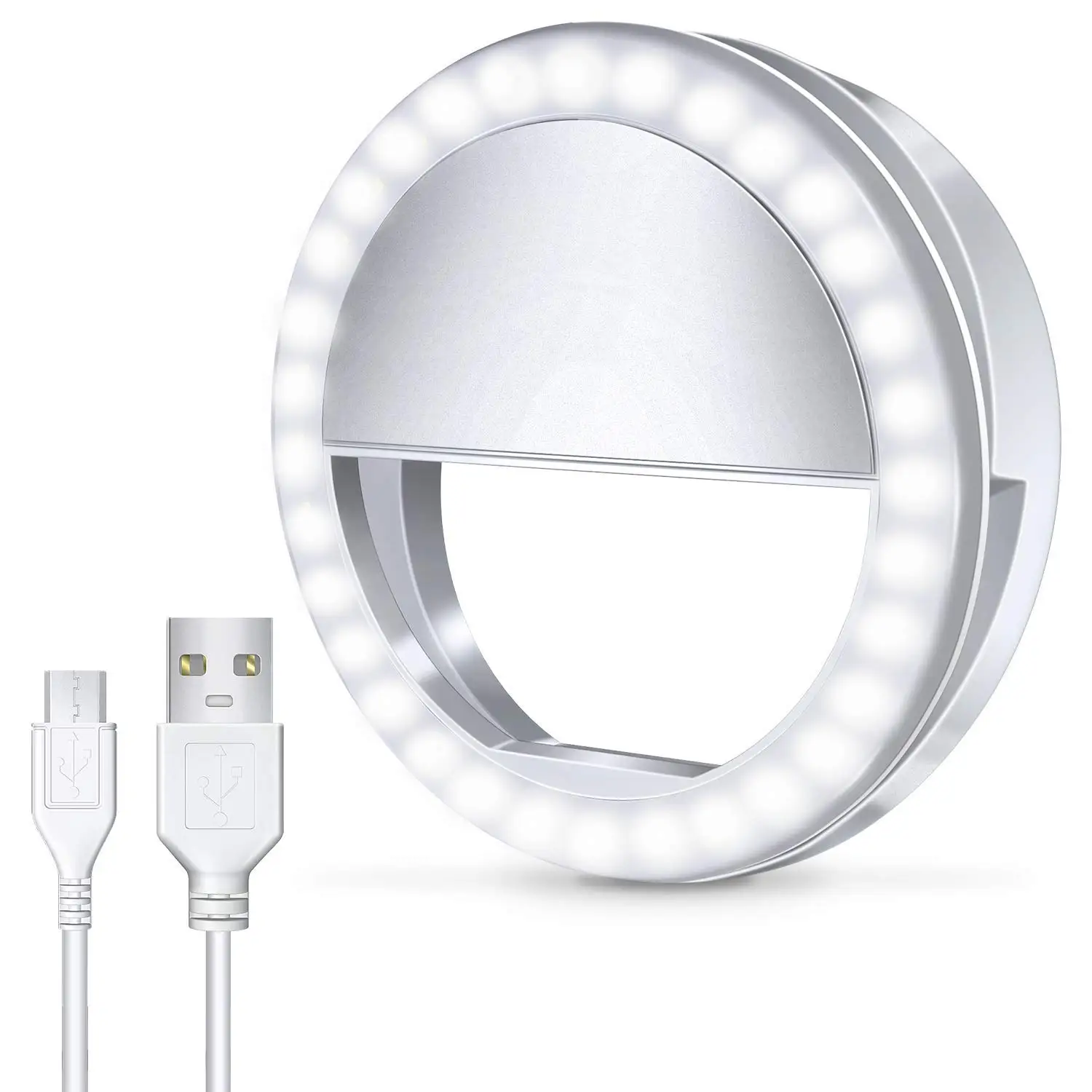 

Popular Portable Led Beauty Ring Light Smart Phone Selfie Light female self-timer artifact fill light, White/black/blue/pink