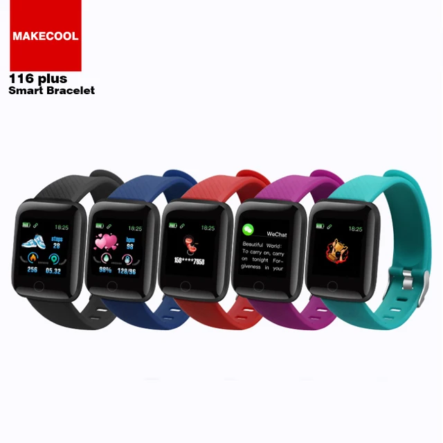 新 amazon トップ販売 1.3 インチ正方形カラーディスプレイスマート腕時計フィットネストラッカースマートブレスレット 116 プラス