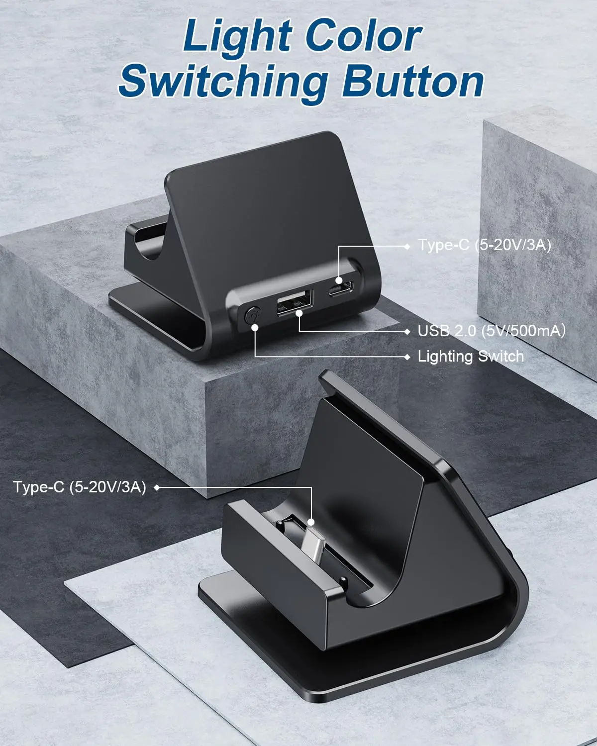 product charging station for switch 2 2025 replacement station  with led seven color lighting most comfortable elevation position-6