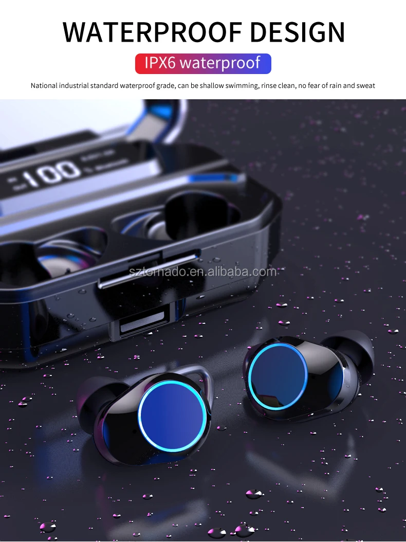 Tindeala 3300mAh Type-c PowerBank LED Display IPX7 Waterproof Touch In-Ear Earbuds TWS 5.0 Bluetooth Stereo Wireless Earphone - ANKUX.COM