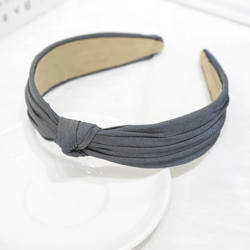 Yucat New Design Fashion Girls Hair Accessories Hoop Pure Fabric Forehead Hairband Plain Knot Headbands For Women