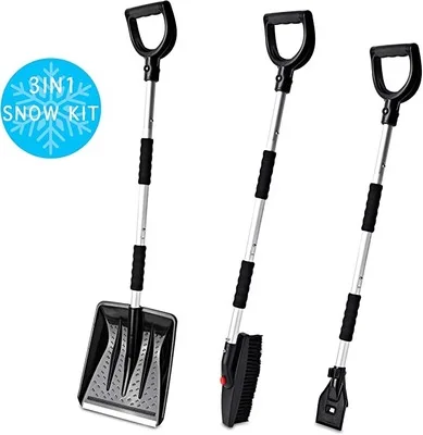 Amazon hot Three-in-one multi-purpose vehicle winter snow shovel set ice scraping snow shoveling snow brush three-piece set