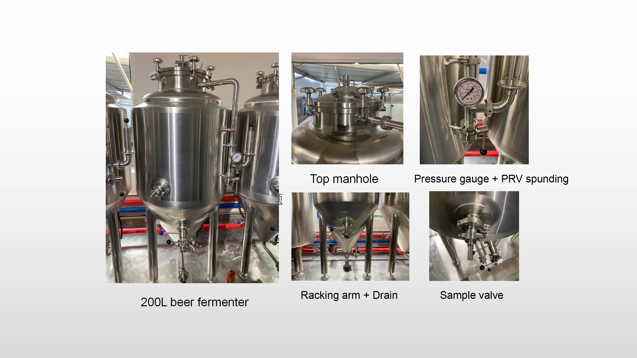 Sus 304 Beer Conical Jacketed Fermenter 200l 300l Fermentation Bbt Tank