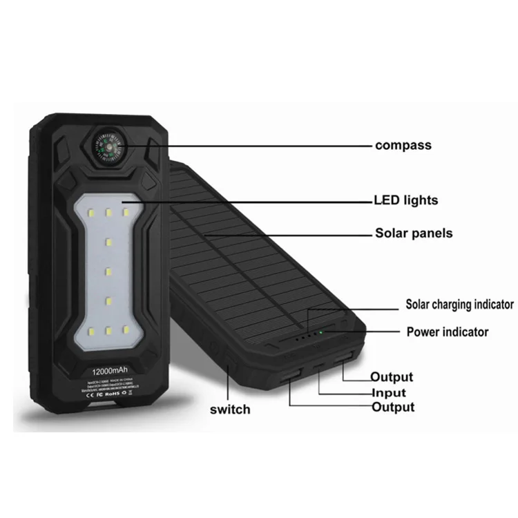 IP67 Dustproof Shockproof Rainproof Solar Phone Charger 30000mAh High Capacity Solar Power Bank - ANKUX.COM