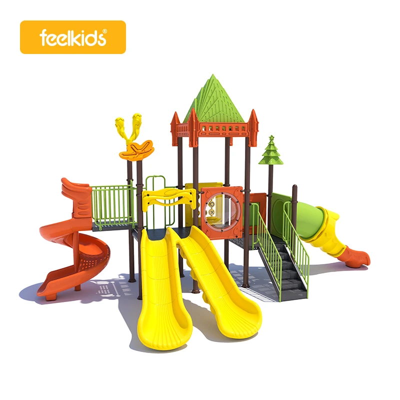 Feelkids ALITA- NC24189 High Capacity Outdoor Playground Equipment Red Plastic+Galvanized Pipe Slide Children's Amusement Park details
