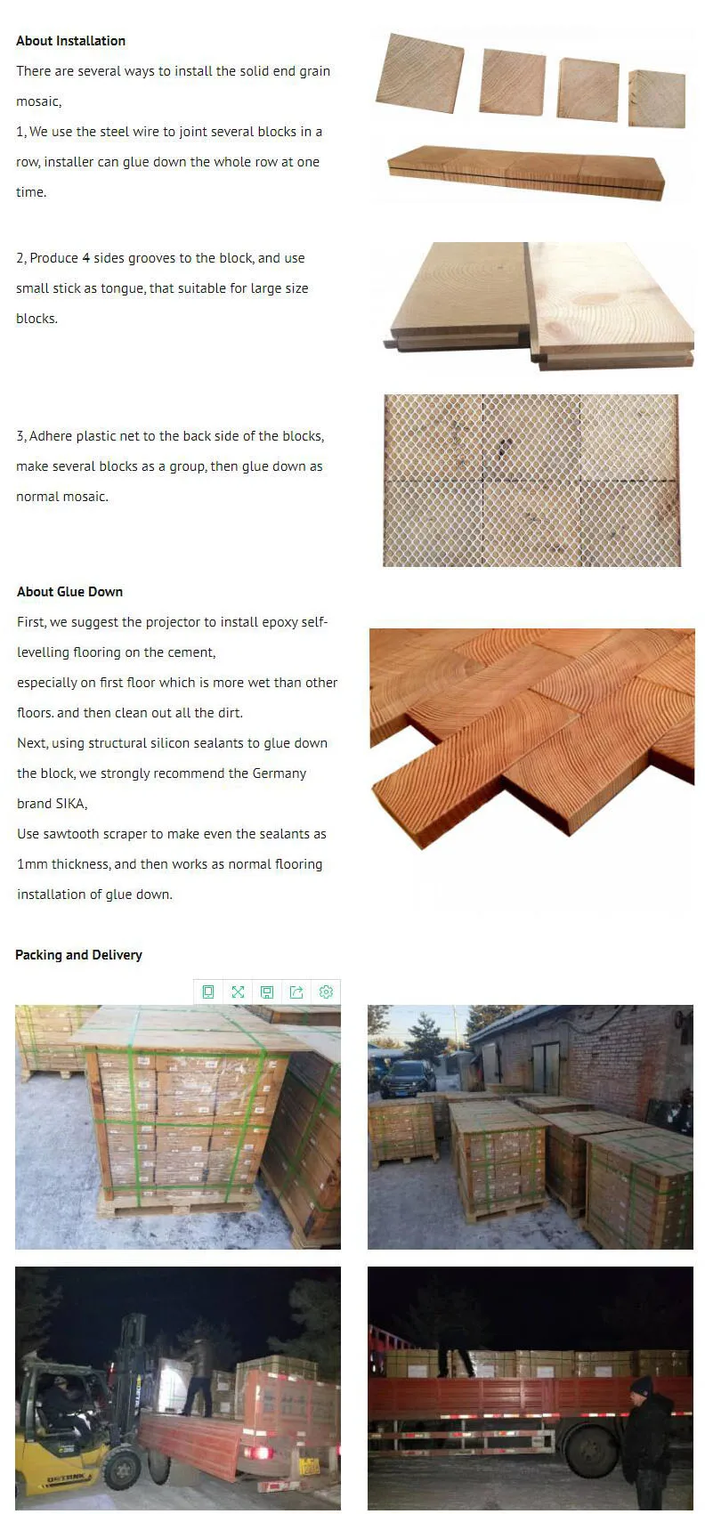 Unfinished Natural Color Wooden Flooring Solid End Grain Parquet Wood