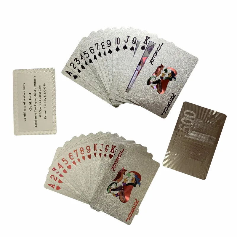 Details about   Waterproof Euro 500 Silver Coated Playing Cards Nice Poker Family Table Games 