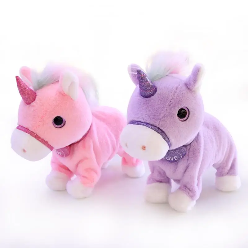 Somersault Cute Unicorn animal Voice control Stuffed Electric Toy plush educational Walking Electronic Toys for child kids