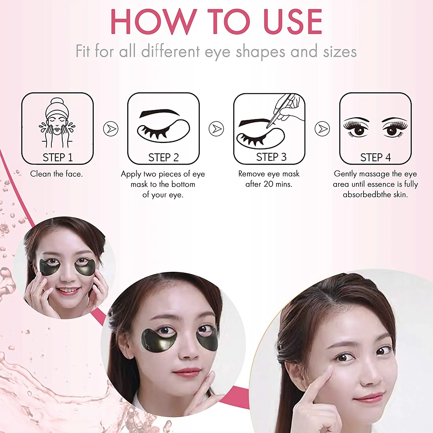 Как пользоваться корейскими патчами для глаз. Корейская маска под глаза. Схема нанесения патчей для глаз. Как правильно накладывать патчи. Корейские патчи для глаз.