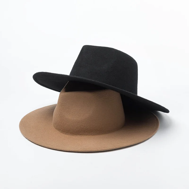01905-hh8149 British Style winter wool solid Classic fedoras cap men women panama jazz hat