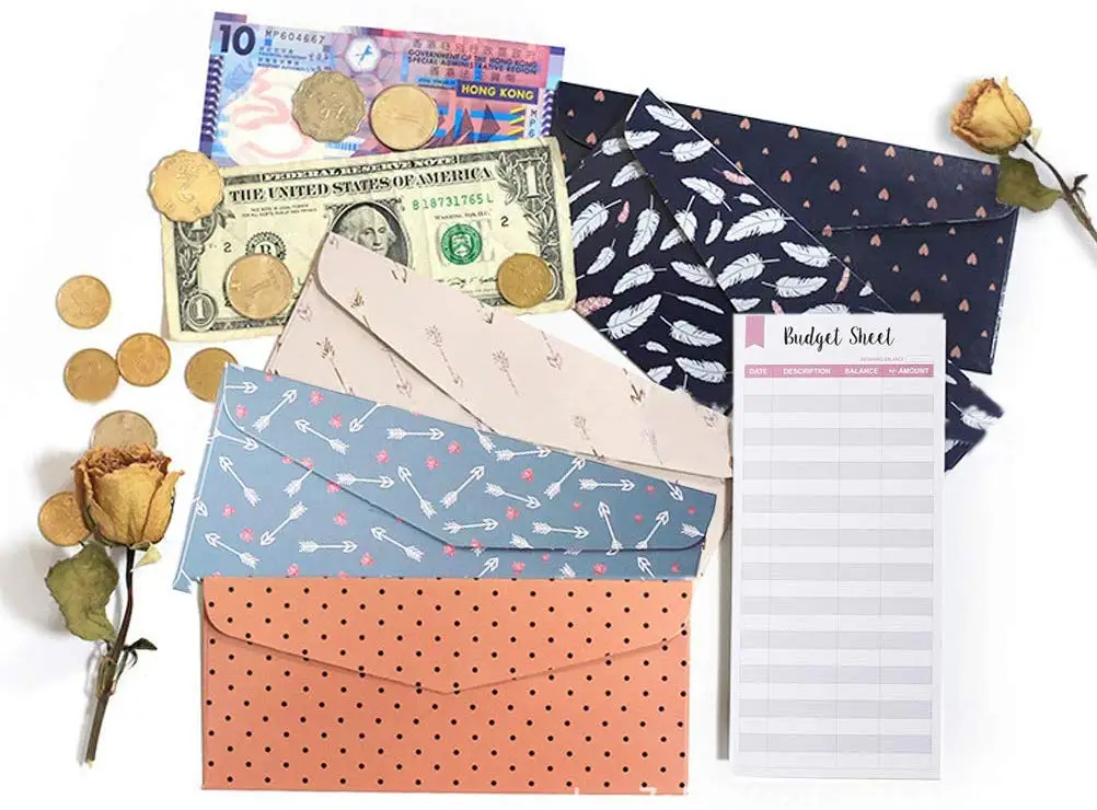 12x sobres de dinero en efectivo carteras sobres de paquetes hojas de presupuesto sobres de presupuesto 