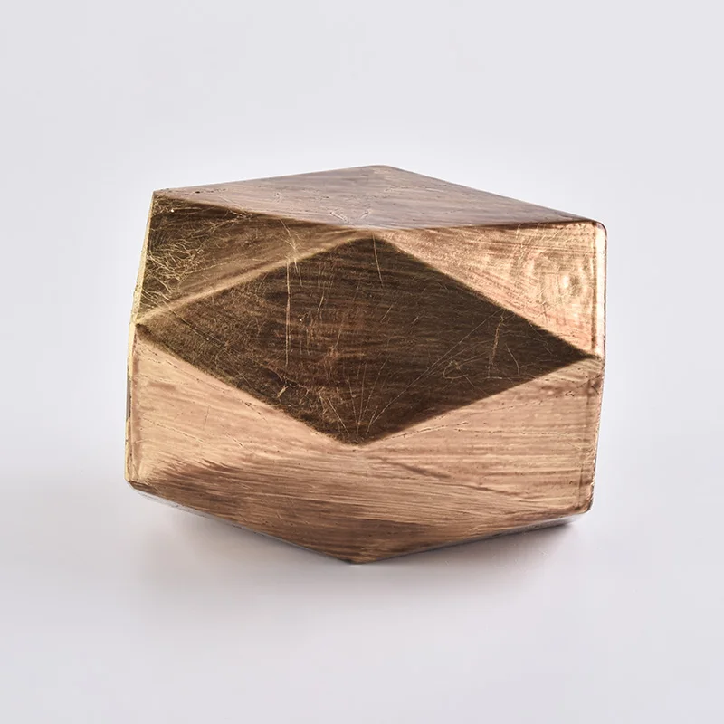 Custom Gold Hexagon Glass Candle Holders