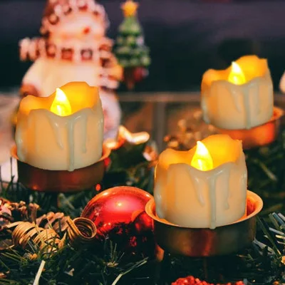 Amazon Best Selling Battery operated Flameless LED Tealight Candles White Small Candle Flickering Tea Lights For Christmas Decor