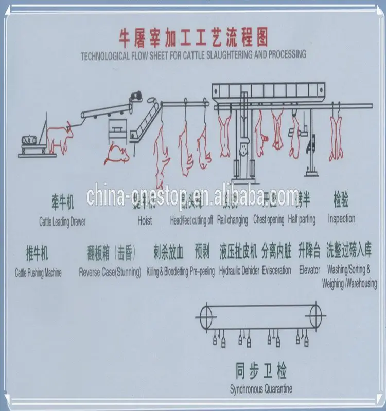 Halal slaughtering equipment, cattle viscera synchronous quarantine system, suitable for cattle slaughterhouses