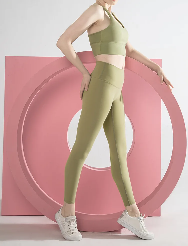 wholesale new nude yoga pants fitness high waist hip leggings