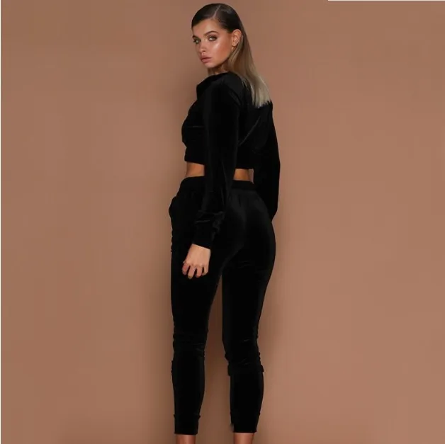 wholesale velvet women training clothes jogging suits wear sweat