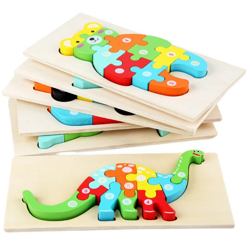 Wooden 3d Puzzle For Kids Montessori Game Toys Children Animal