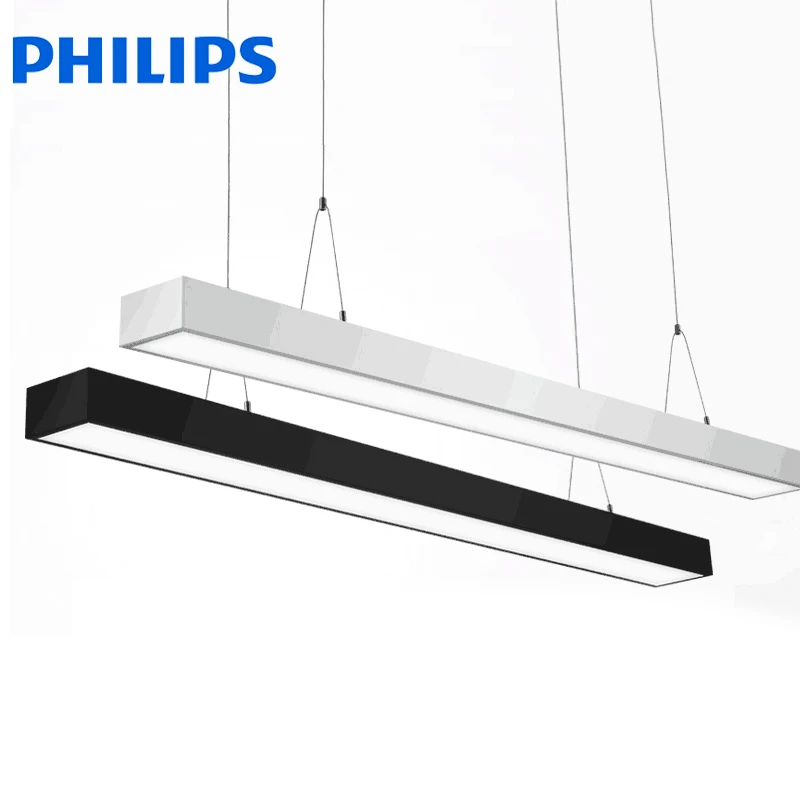 Philips LED office chandelier strip light rectangular studio supermarket shop Internet cafe industrial wind chandelier