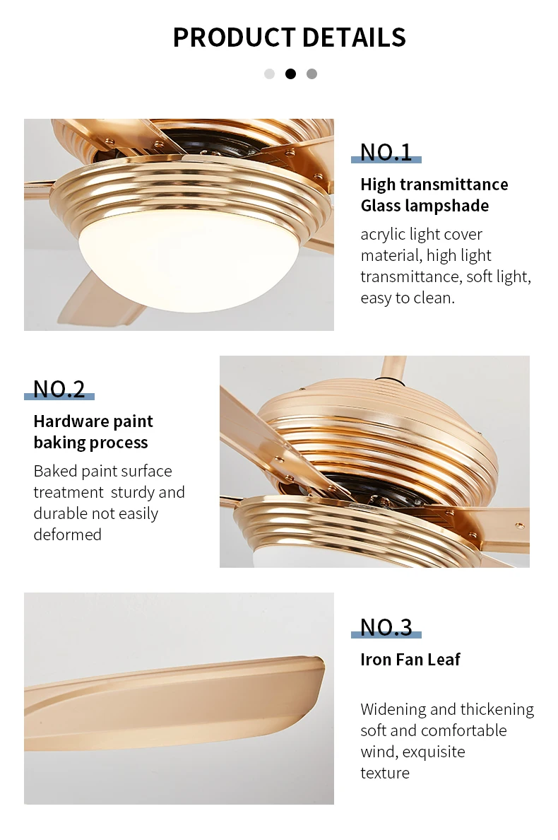 Hot Sale Outdoor Forward Reverse 5 Blades Ceiling Fan Lamps Led Hanging Fan Lights Remote Wall Control Iron 42 48 52inch manufacture