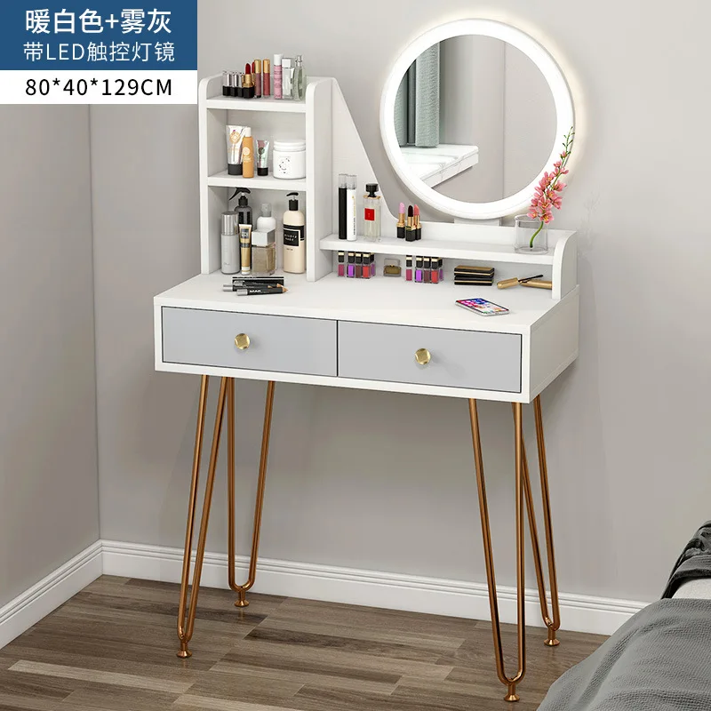 Luxury Dressing Table With Led Lights Bedroom Simple Storage