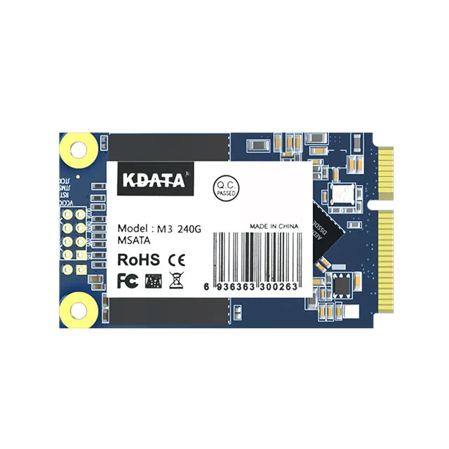 Close-up of labeled industrial SSD with SLC NAND marking and extended temperature rating