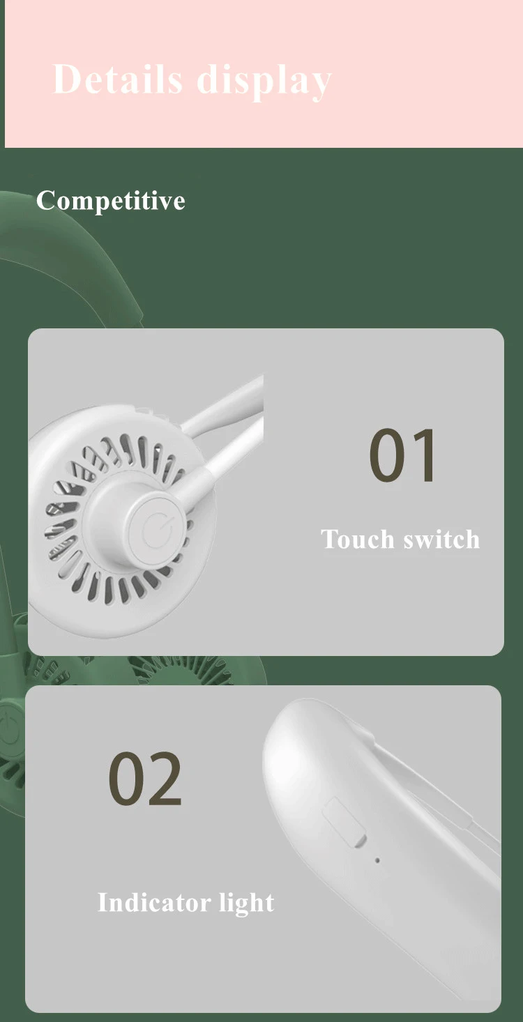 portable hanging neck fan cooler fan