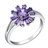 New Style Simple Temperament Purple Diamond Lady Wild Zircon Diamond Fashion Flower Ring