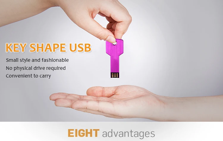 Customized Logo Metal Material USB Sticks 2.0 8gb 16GB 32GB 64GB 128GB Key Shape USB Flash Drive for Promotion - ANKUX.COM