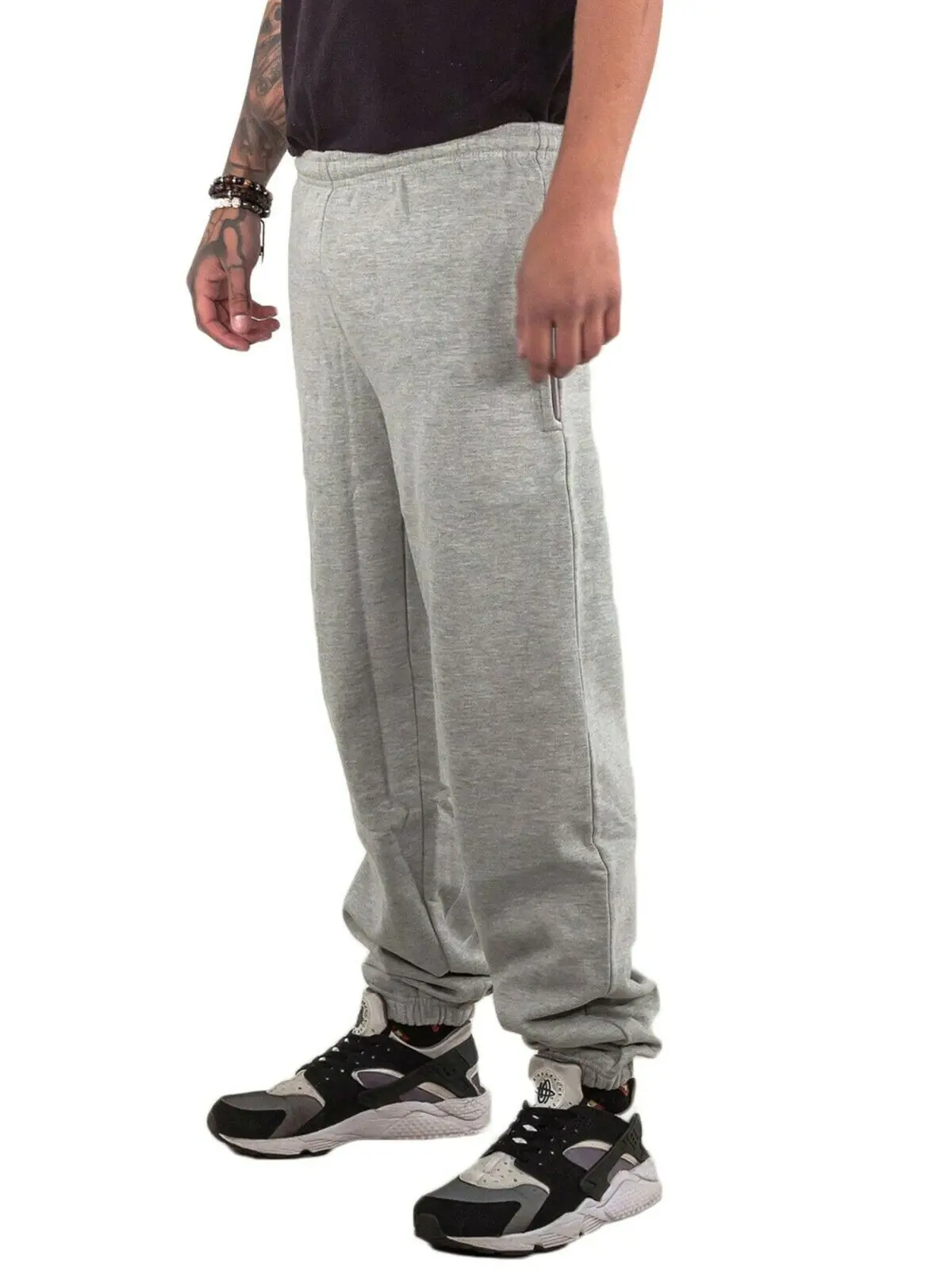 Pockets Thick Jogging Elasticated Bottoms Track Pants Casual Mens ...