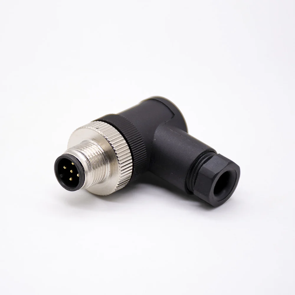 Right Angle Male cable m12 male 5 pin Solder Connector