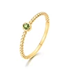 Yellow Gold beaded band ring stacking precious stone real 14K gold ring