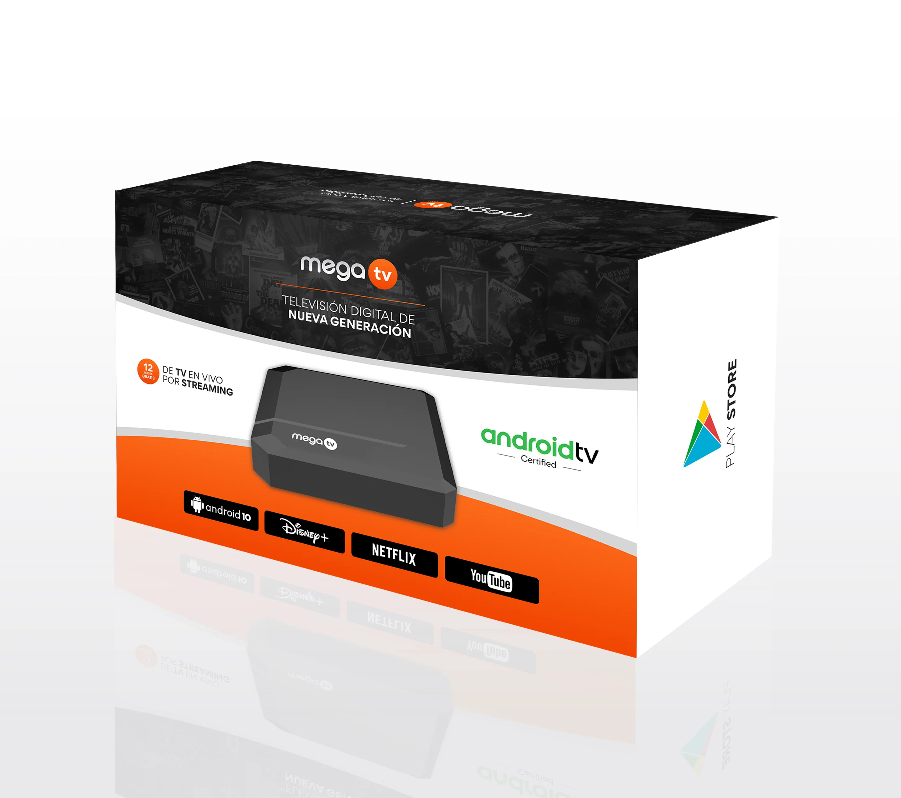 Front view of Magabox MG6 Max showing HDMI port, USB-C power input, and status LED